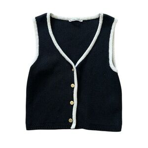 Abercrombie & Fitch Black & White Mara Button-Up Sweater Vest 🖤